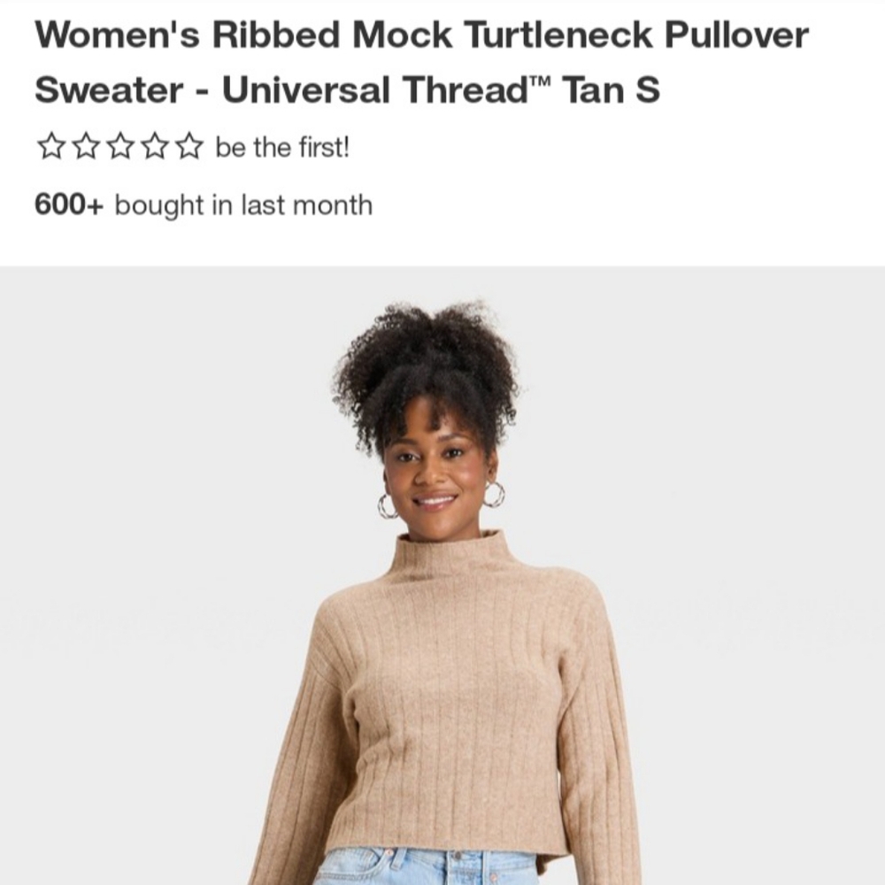 Universal Thread Beige Ribbed Turtleneck Sweater